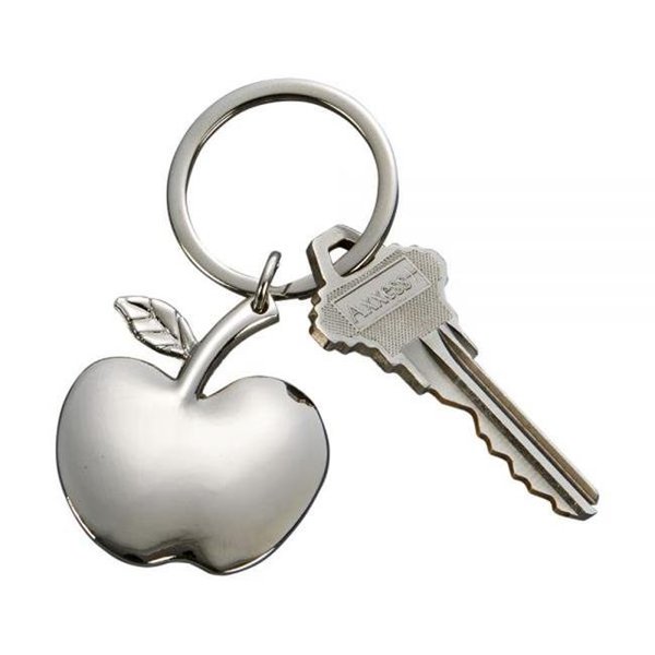 Surprise 3 in. Bright Apple Shaped Key Chain; Nickel Plated - Silver SU212639